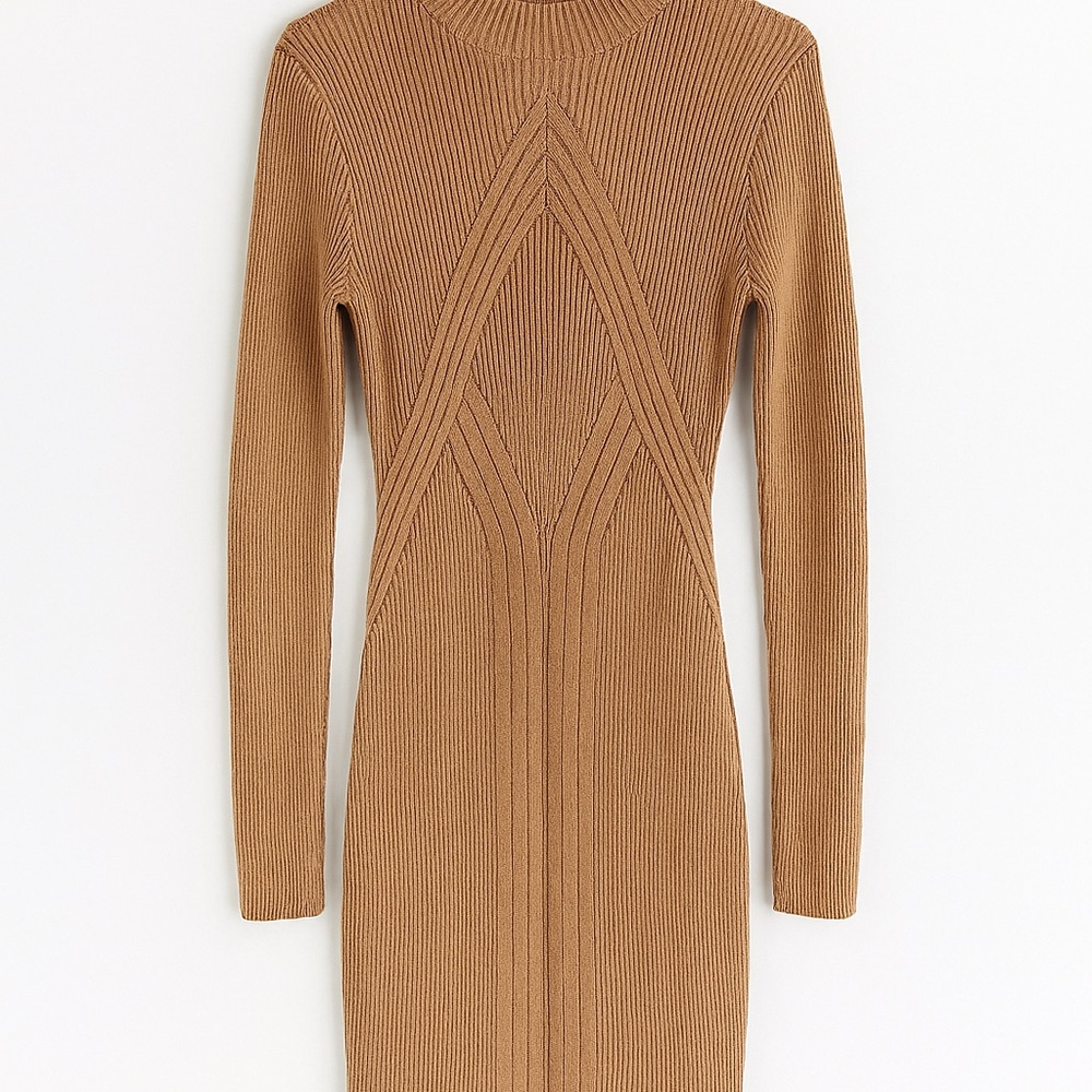 Elegant Tan Knit Dress